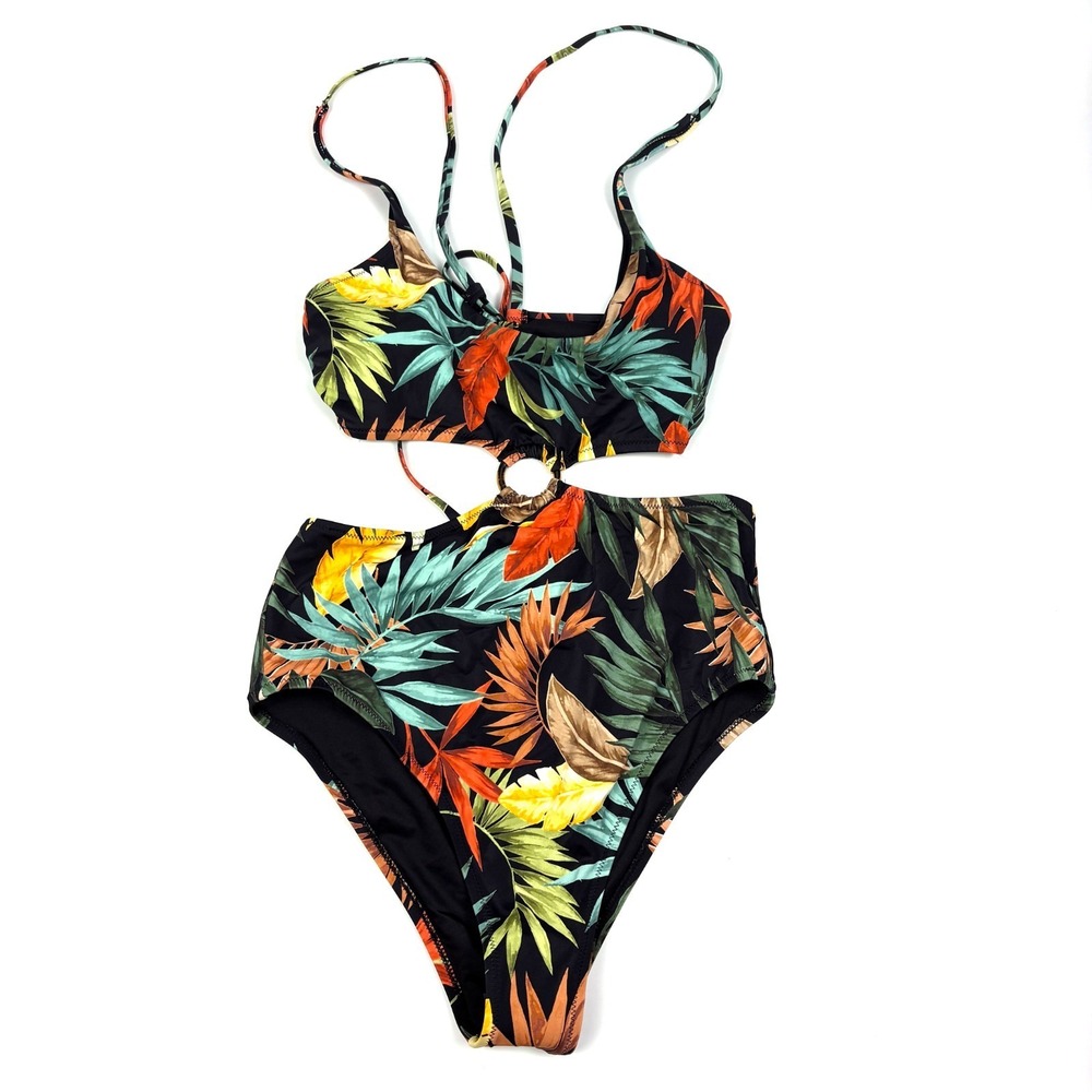 NWT Shade And Shore Tortoise Ring Monokini One Piece Swimsuit Womens Sz M Tropic